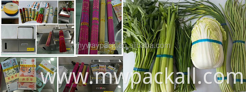 Supermarket food vegetable baler bundling machine /Fast binding opp tape bundling strapping machine